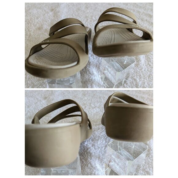 Crocs Patricia Tan Slide Comfort Z Shape Strap Sandals  Sz 9 - Picture 8 of 9